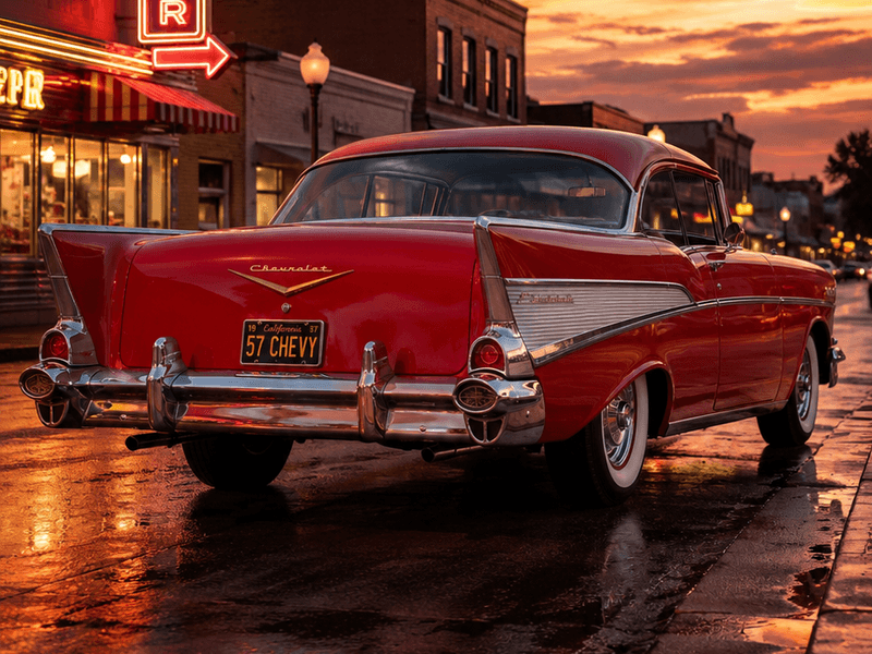 1957 Chevrolet Bel Air - Diner Sunset auto wallpaper