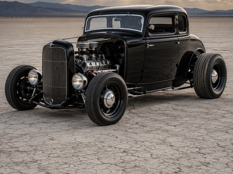 Black Coupe Hot Rod - Storm Light auto wallpaper