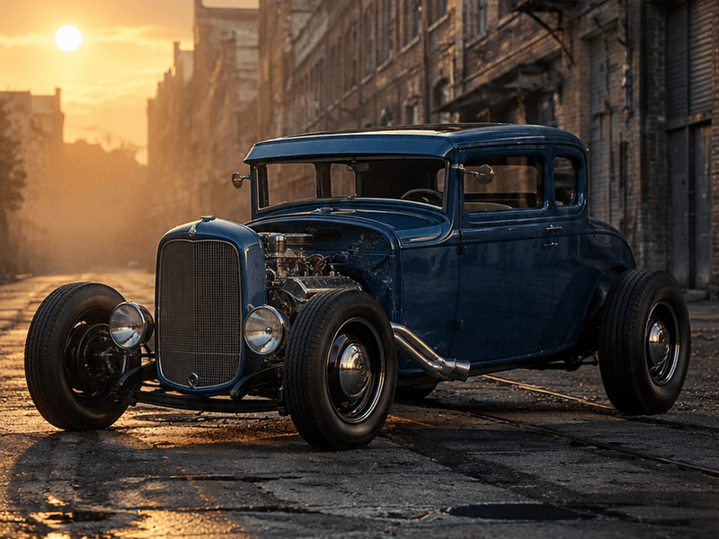Blue Coupe Hot Rod - Warehouse auto wallpaper