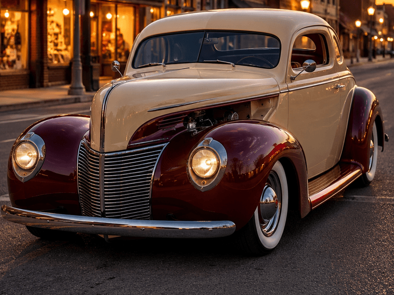Cream Coupe Hot Rod - Main Street auto wallpaper