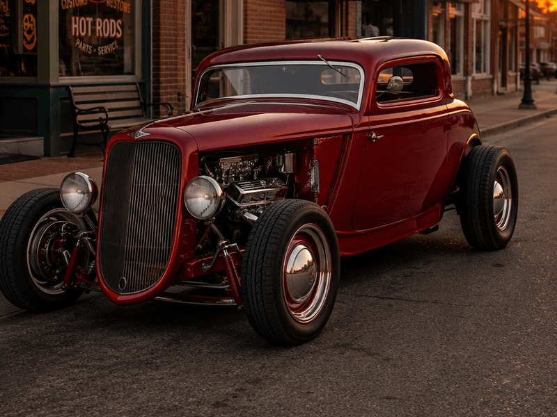 Red Coupe Hot Rod - Speed Shop auto wallpaper