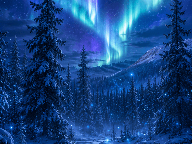 Aurora Snow Stream magik wallpaper