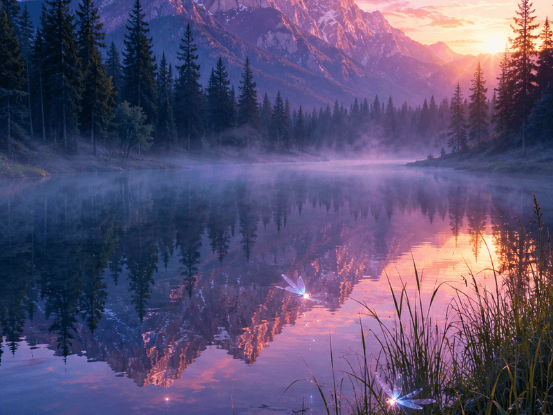 Enchanted Mountain Lake magik wallpaper