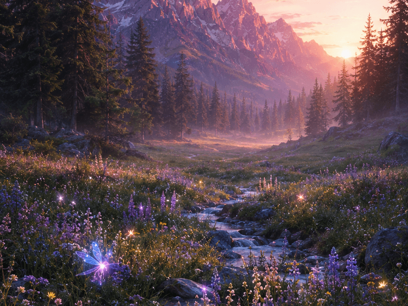 Enchanted Mountain Meadow magik wallpaper
