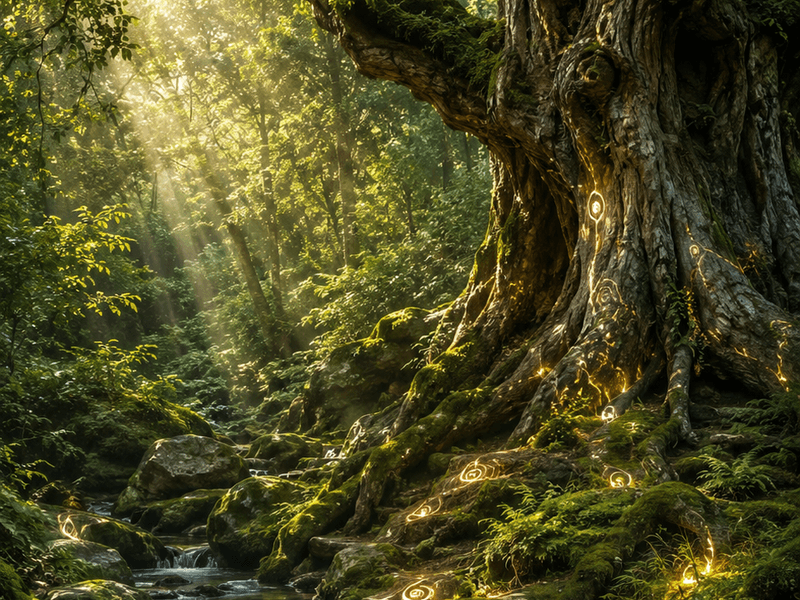 Enchanted Tree Stream magik wallpaper
