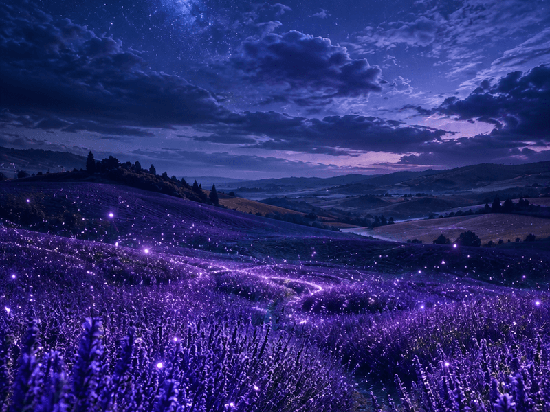 Moonlit Lavender Hills magik wallpaper