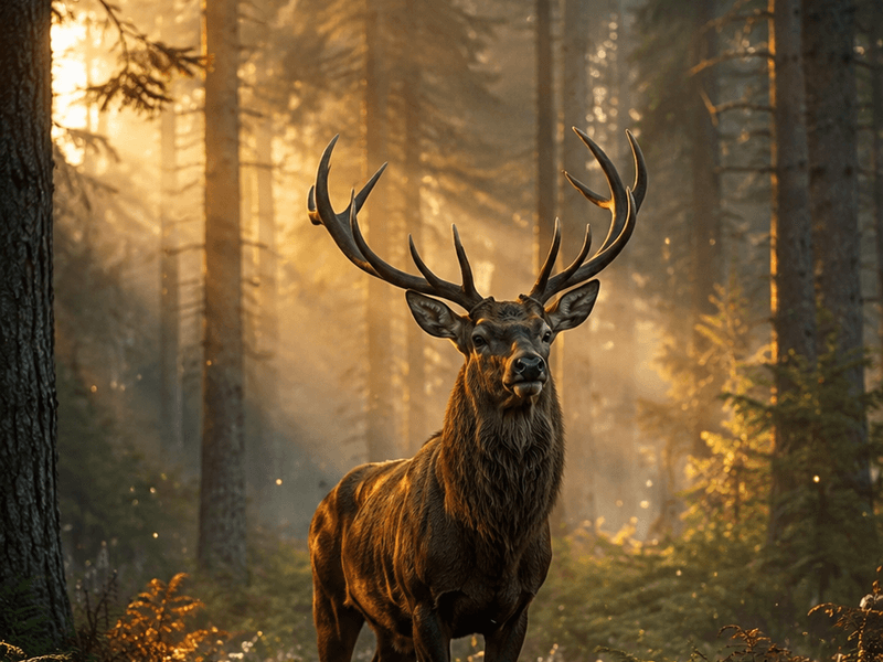Sunlit Forest Stag magik wallpaper