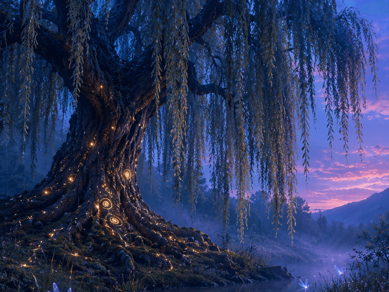 Twilight Willow Pond magik wallpaper