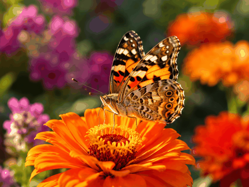 Butterfly on Zinnia pollinators wallpaper
